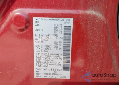2015 Nissan Rogue S from USA, damaged, VIN 5N1AT2MT3FC831457